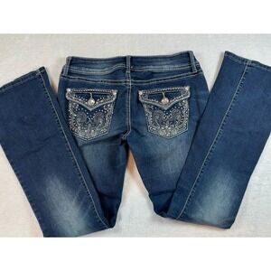 Apt. 9 Jeans Womens Bootcut Jeans Size 6 Western 30" Inseam Contrast Glam Bling